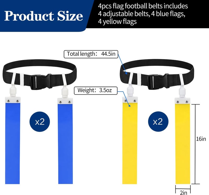 DkOvn Flag Football Belt, 2pcs Adjustable Flag Football Belt with Belt and Flags, for Youths, Adults - Image 4